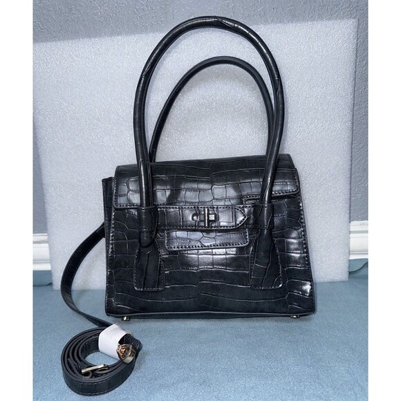 Zara Handbags - Zara Handbag Gray Faux Croc Handbag Crossbody